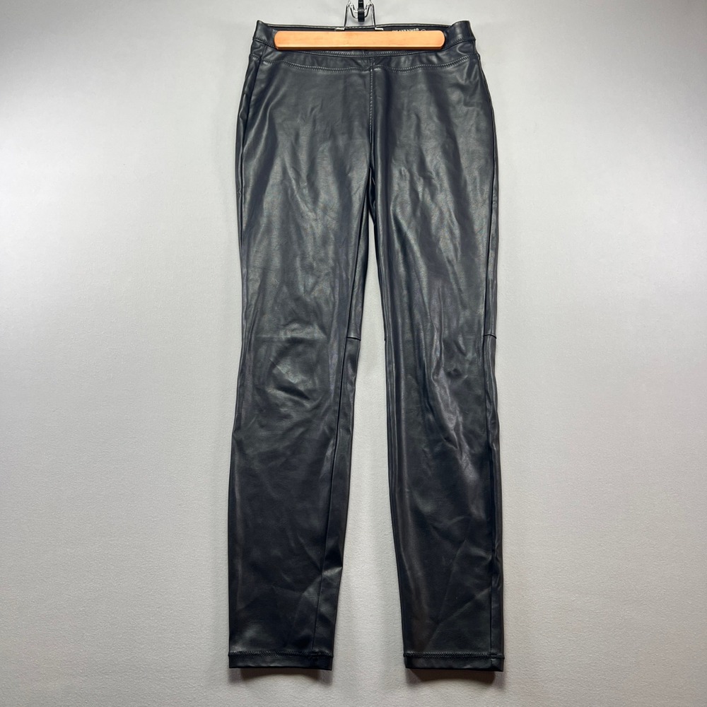 Blank Nyc Pull On Leggings Womens 27 Black Vegan Leather Logo High Waist Biker